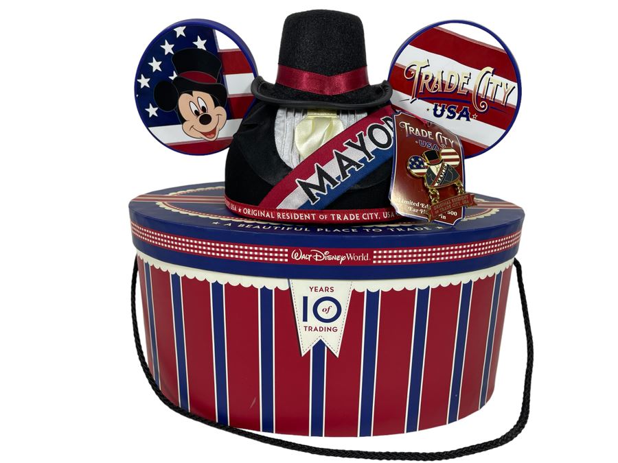 Limited Edition Disneyland Trade City USA Mickey Mouse Mayor Ears Hat And Pin With Box Limited To 500 [Photo 1]