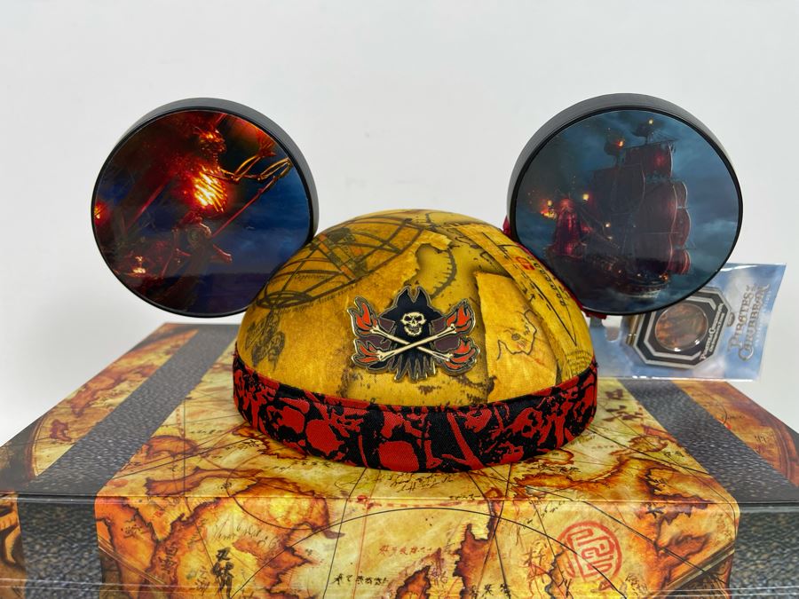 Limited Edition Disneyland Pirates Of The Caribbean On Stranger Tides Mickey Mouse Ears Hat And Pin With Box Limited To 1,000 [Photo 4]