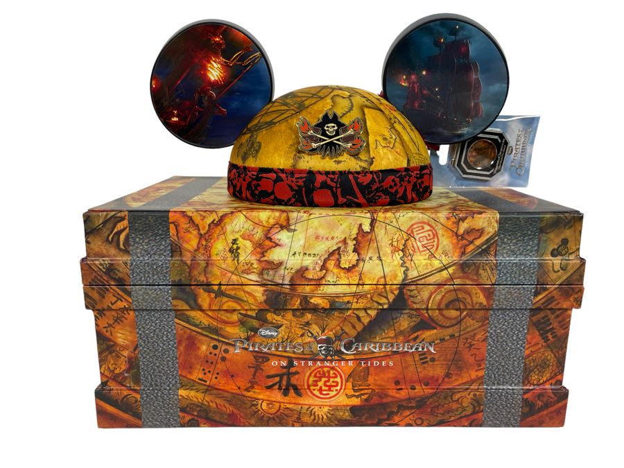 Limited Edition Disneyland Pirates Of The Caribbean On Stranger Tides Mickey Mouse Ears Hat And Pin With Box Limited To 1,000