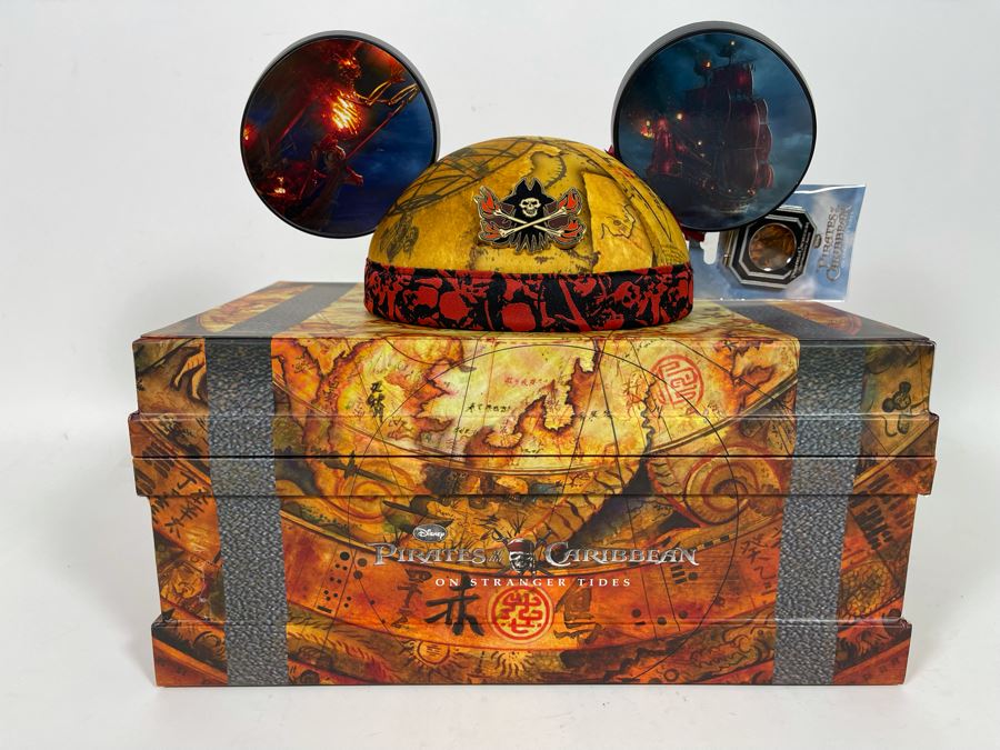 Limited Edition Disneyland Pirates Of The Caribbean On Stranger Tides Mickey Mouse Ears Hat And Pin With Box Limited To 1,000 [Photo 3]