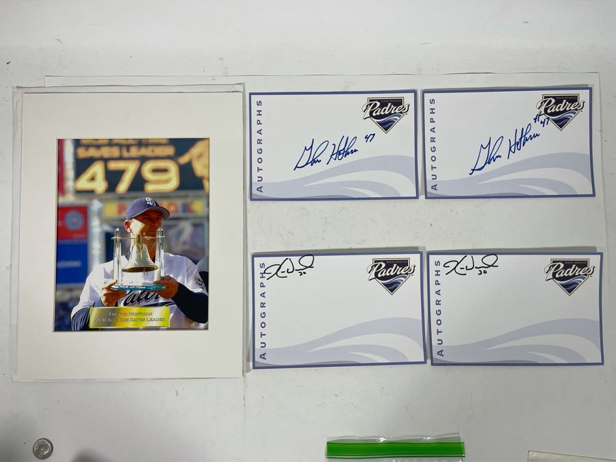 San Diego Padres Lot Includes (2) Glenn Hoffman 3rd Base Coach #47 (Brother Of Trevor Hoffman) Signatures, (2) Kevin Ward #30 Signatures And Trevor Hoffman Photo [Photo 2]
