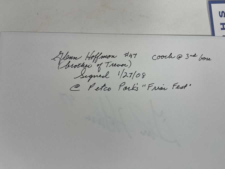 San Diego Padres Lot Includes (2) Glenn Hoffman 3rd Base Coach #47 (Brother Of Trevor Hoffman) Signatures, (2) Kevin Ward #30 Signatures And Trevor Hoffman Photo [Photo 8]