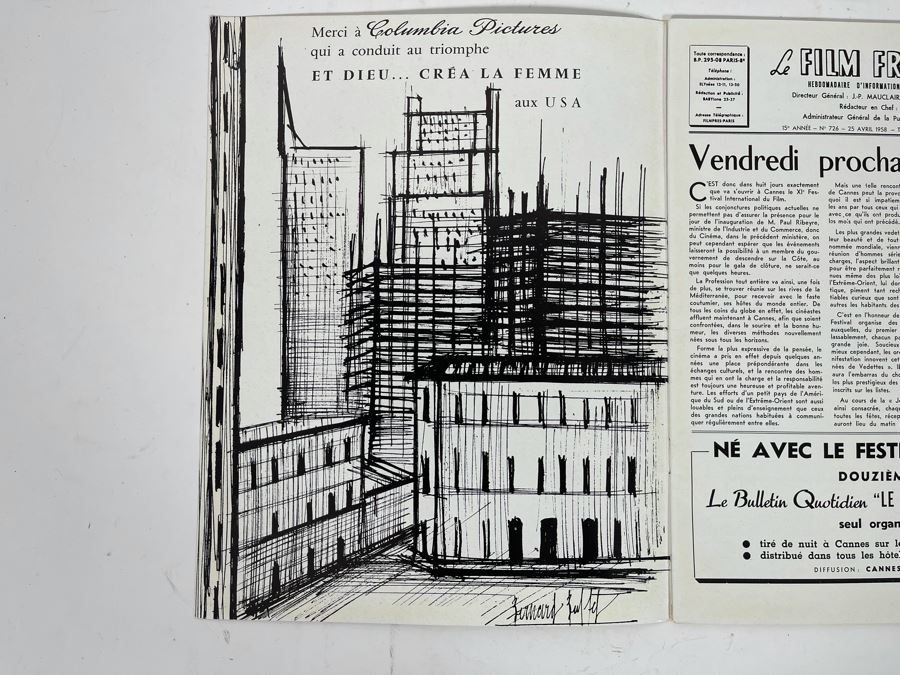 1958 Cannes Film Festival Program Illustrated By Bernard Buffet 9.5 X 12 [Photo 4]