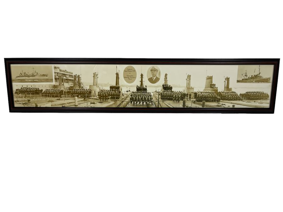 Important Naval Submarine Squadron Panoramic Photograph Of Captain Glynn R. Donaho, U.S.N. Commander Submarine Squadron Three - 9 Submarines 48 X 10 [Photo 2]