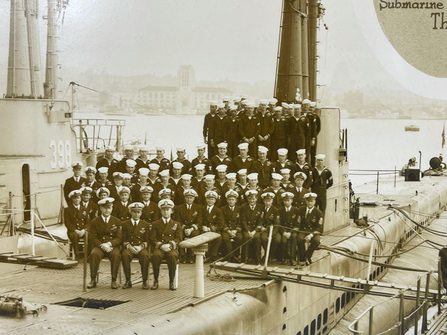 Important Naval Submarine Squadron Panoramic Photograph Of Captain Glynn R. Donaho, U.S.N. Commander Submarine Squadron Three - 9 Submarines 48 X 10 [Photo 11]
