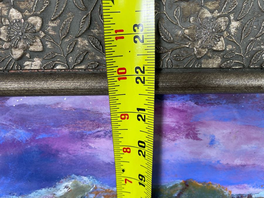 Original Painting On Paper 27.5 X 22 Of Mountain Range Ski Resort Artist Unknown Framed 39 X 33 [Photo 16]