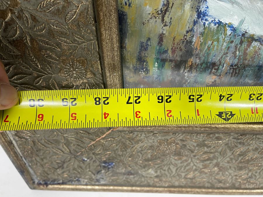 Original Painting On Paper 27.5 X 22 Of Mountain Range Ski Resort Artist Unknown Framed 39 X 33 [Photo 15]