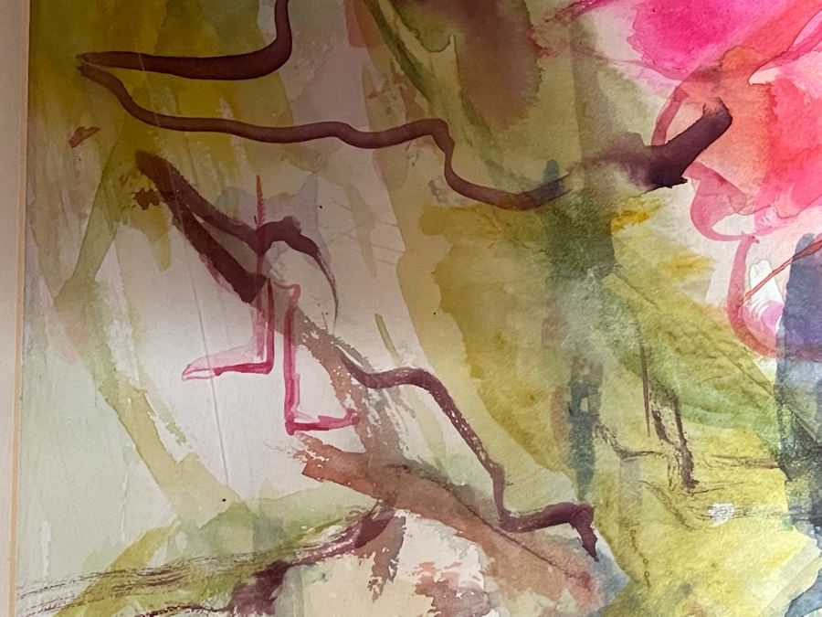 Original Joan Lohrey Watercolor Floral Painting On Paper 19 X 28 Framed 26 X 34 [Photo 4]