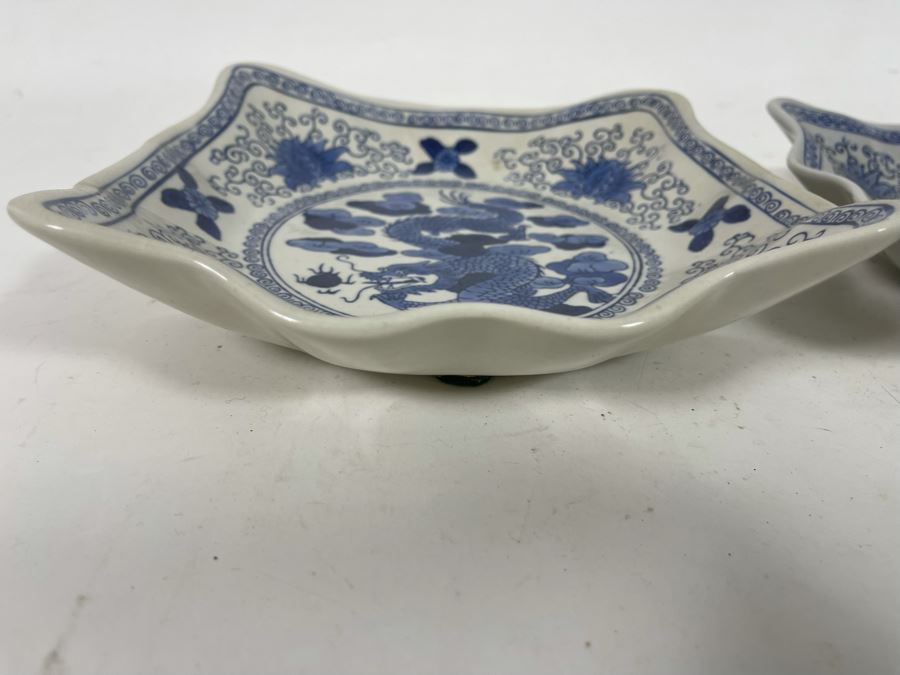 Pair Of Signed Chinese Hand Painted Porcelain Bowls Decorated With Dragons 8.5W X 2H [Photo 7]