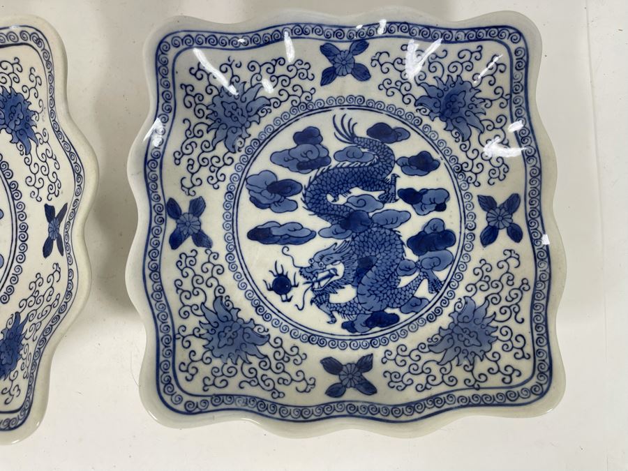 Pair Of Signed Chinese Hand Painted Porcelain Bowls Decorated With Dragons 8.5W X 2H [Photo 4]