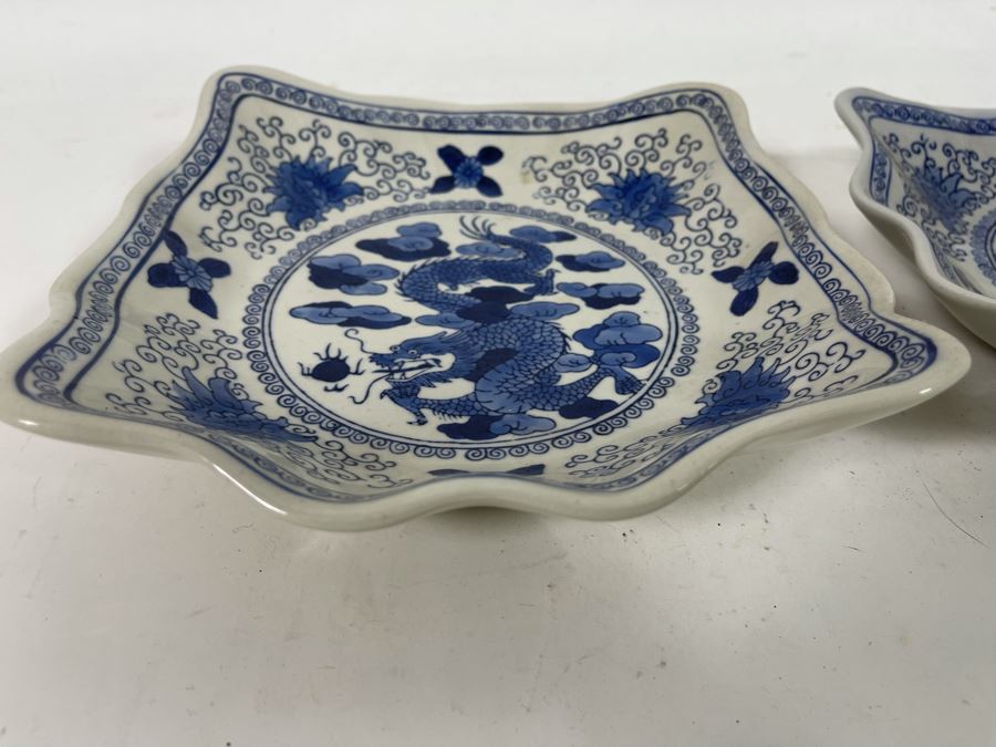 Pair Of Signed Chinese Hand Painted Porcelain Bowls Decorated With Dragons 8.5W X 2H [Photo 6]