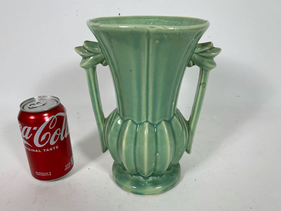 Vintage McCoy Pottery Vase With Handles 7.5W X 9.5H [Photo 2]