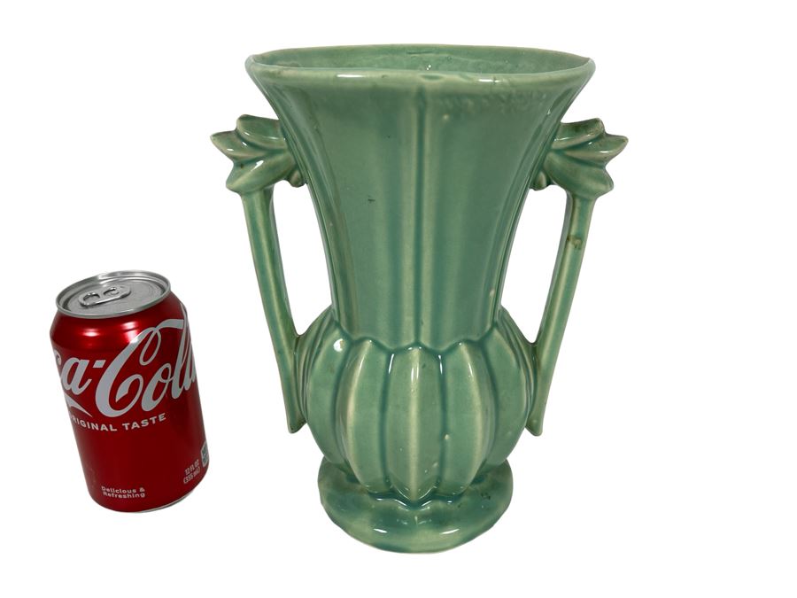 Vintage McCoy Pottery Vase With Handles 7.5W X 9.5H