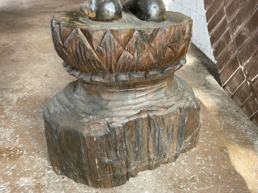Larger Than Life Size Carved Wooden Gilt Burmese Buddha Standing On Lotus Flower 7Ft 7In Tall X 21”W X 19”D Retails Over $5,000 [Photo 17]