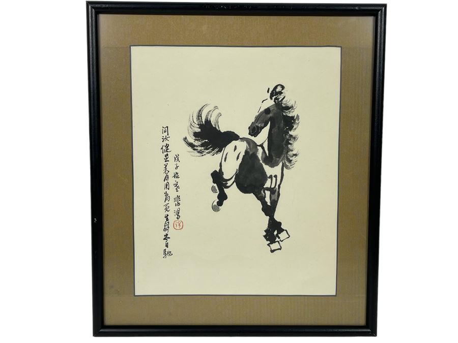 Original Chinese Ink Painting In Manner Of Xu Beihong Horse Painting On ...