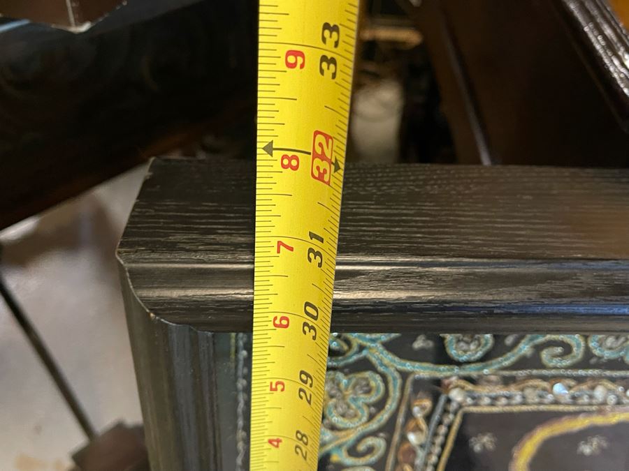 Large Impressive Shadowbox Framed Hand-Embroidery Sequin Dragon Burmese Kalaga Tapestry 58W X 30H X 3D [Photo 12]