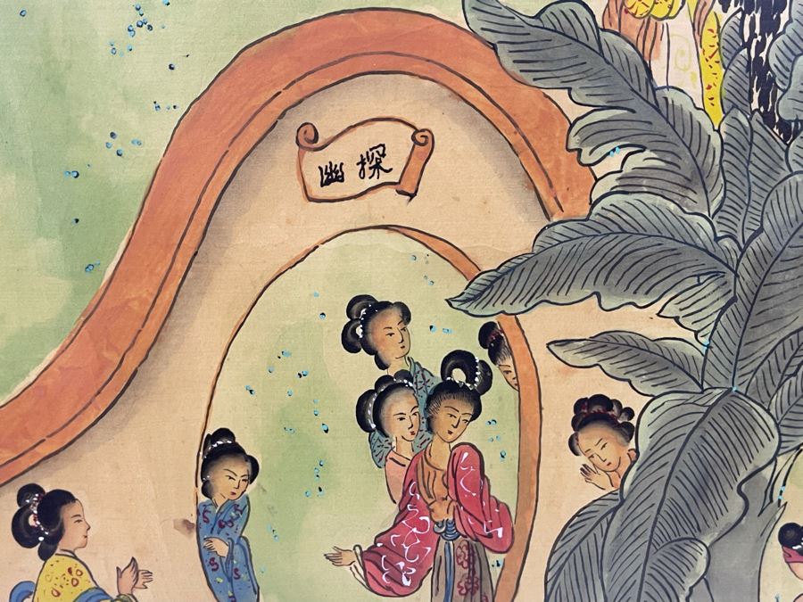 Original Asian Scroll Painting 42.5 X 24 Framed 49 X 31 [Photo 21]