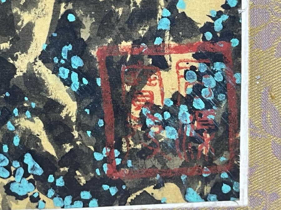 Original Asian Scroll Painting 42.5 X 24 Framed 49 X 31 [Photo 12]