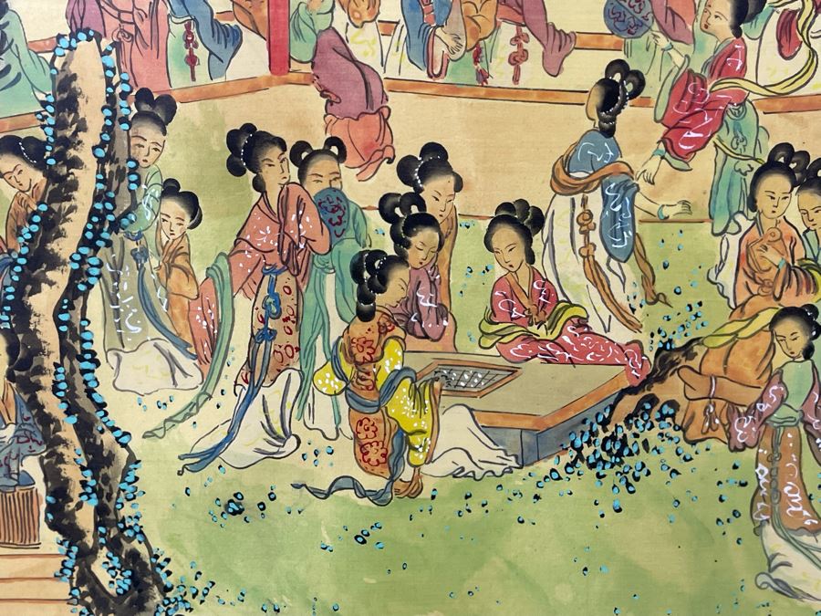 Original Asian Scroll Painting 42.5 X 24 Framed 49 X 31 [Photo 38]