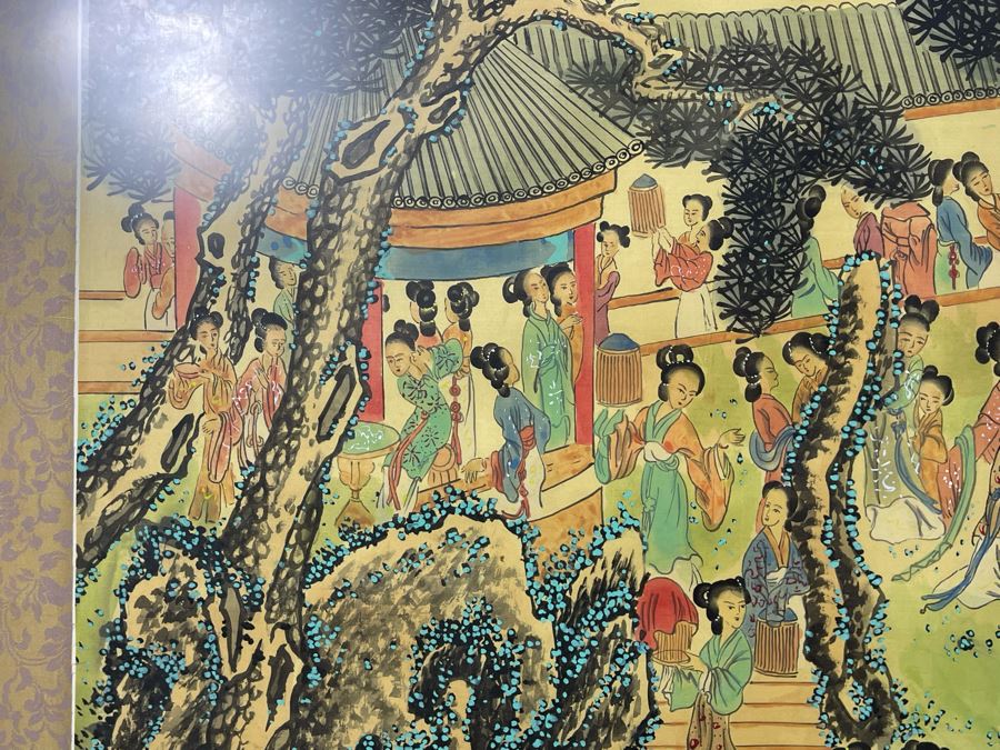 Original Asian Scroll Painting 42.5 X 24 Framed 49 X 31 [Photo 25]