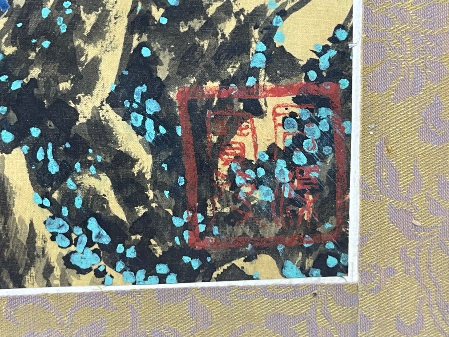 Original Asian Scroll Painting 42.5 X 24 Framed 49 X 31 [Photo 13]