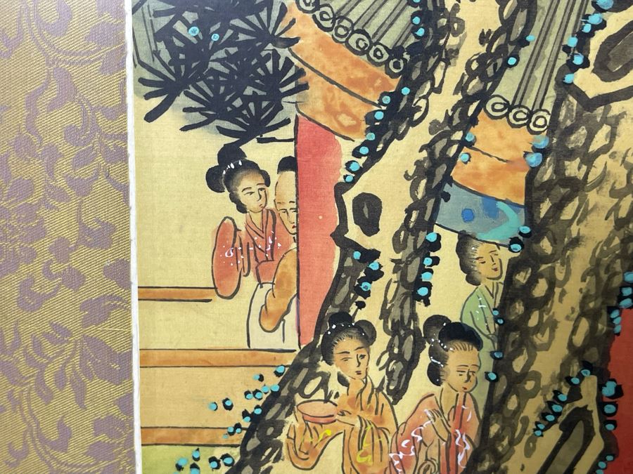 Original Asian Scroll Painting 42.5 X 24 Framed 49 X 31 [Photo 39]