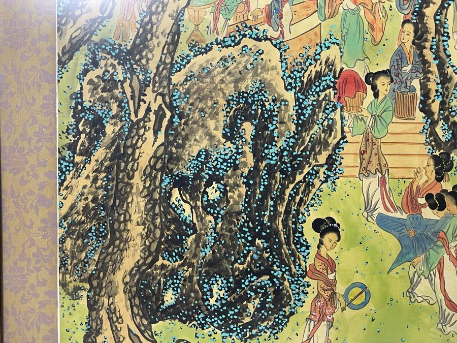 Original Asian Scroll Painting 42.5 X 24 Framed 49 X 31 [Photo 24]