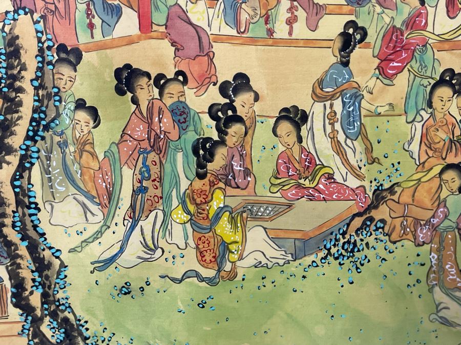 Original Asian Scroll Painting 42.5 X 24 Framed 49 X 31 [Photo 29]