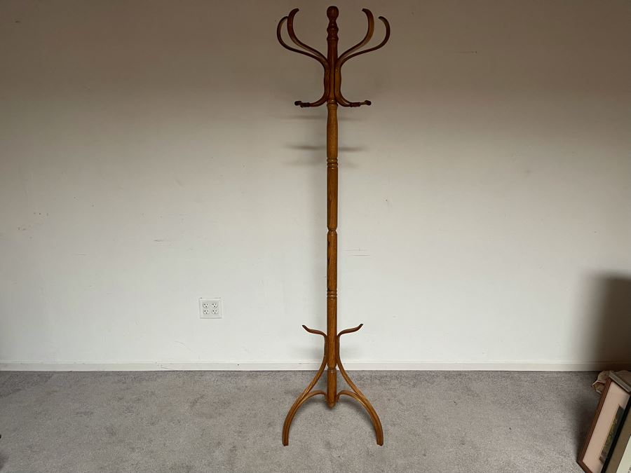 Oak Coat Rack Hall Tree 6'H [Photo 2]