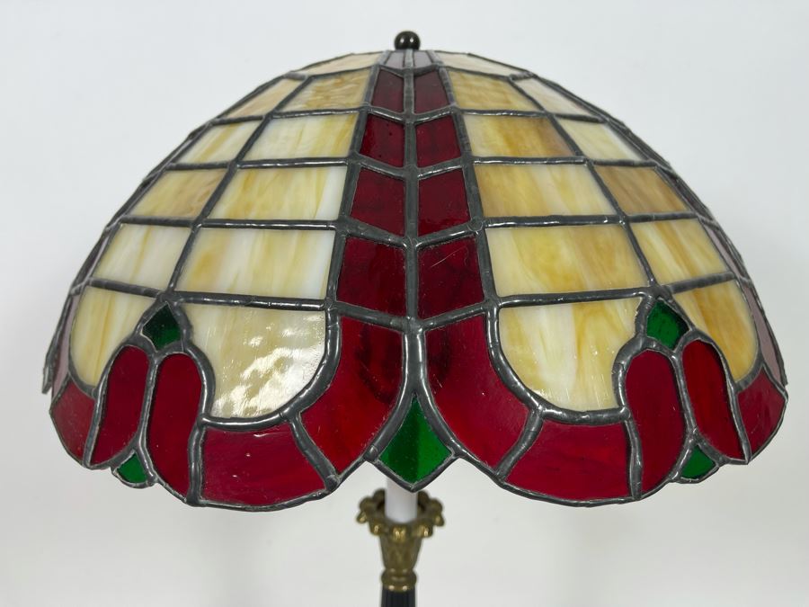 Custom Hand Made Stained Glass Lamp Shade With Table Lamp 27H [Photo 10]