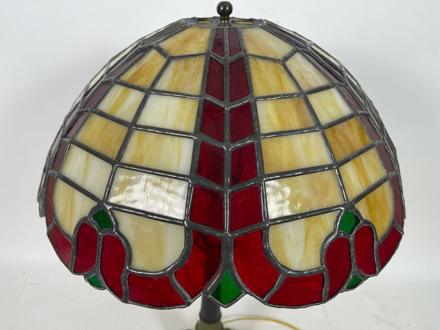 Custom Hand Made Stained Glass Lamp Shade With Table Lamp 27H [Photo 11]