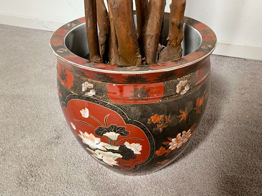 8’ Artificial Indoor Tree With Asian Planter Pot