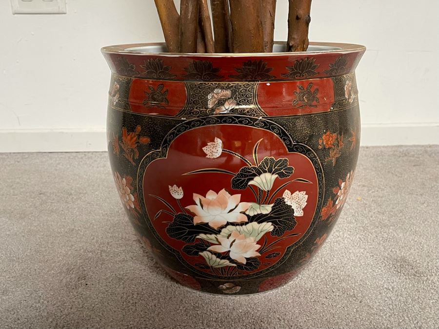 8’ Artificial Indoor Tree With Asian Planter Pot