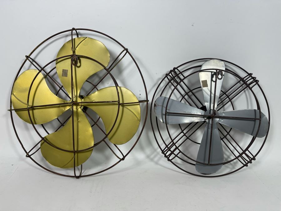 Pair Of Decorative Metal Fan Wall Decor Larger Is 16W [Photo 5]