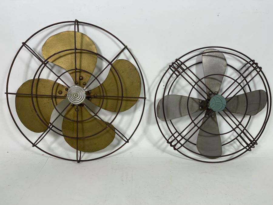 Pair Of Decorative Metal Fan Wall Decor Larger Is 16W [Photo 2]