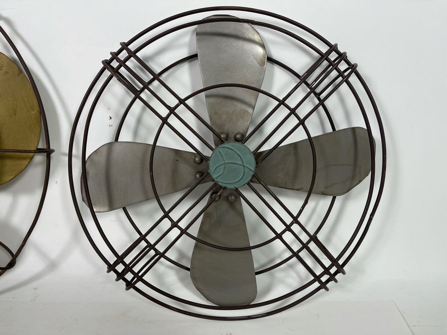 Pair Of Decorative Metal Fan Wall Decor Larger Is 16W [Photo 3]