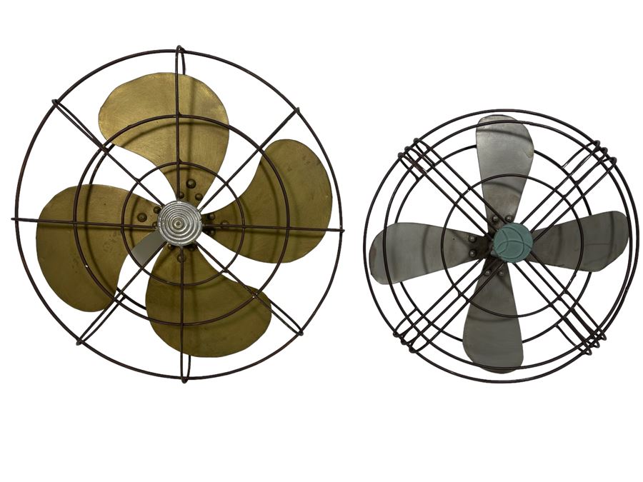 Pair Of Decorative Metal Fan Wall Decor Larger Is 16W [Photo 1]