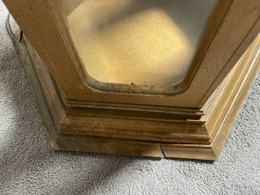 Vintage 6-Sided Gilt Wooden Curio Display Cabinet With Overhead Lighting 24W X 64H [Photo 6]