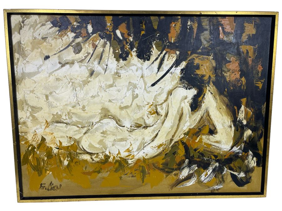 Mid-Century Modern Original Abstract Painting By Etta Cien - A Hillside Original 45 X 33 [Photo 1]