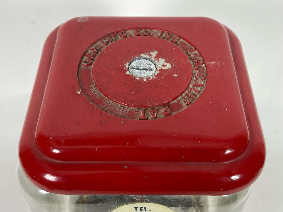 Vintage Oak Mfg Co Bubble Gum Nut Coin Operated Machine 6.5W X 16H [Photo 4]