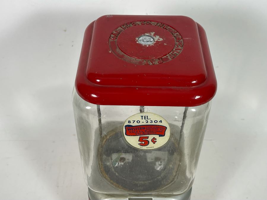 Vintage Oak Mfg Co Bubble Gum Nut Coin Operated Machine 6.5W X 16H [Photo 5]