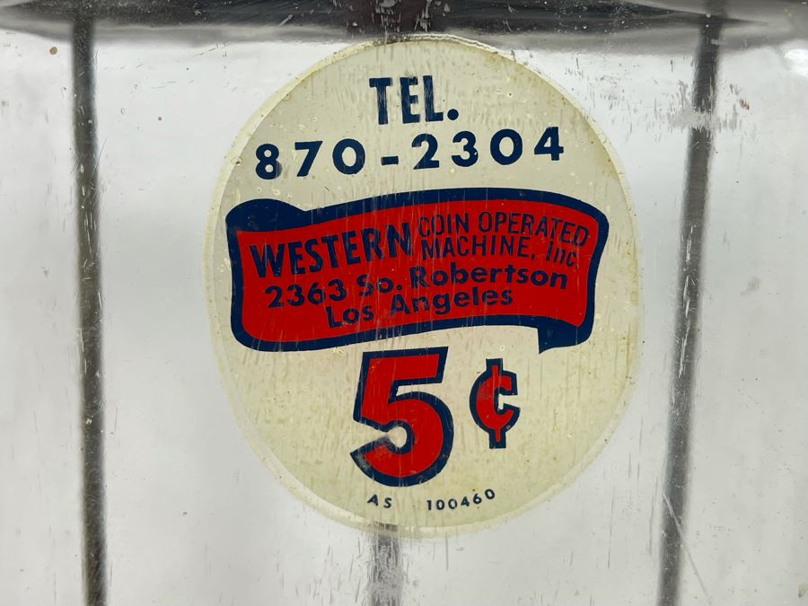 Vintage Oak Mfg Co Bubble Gum Nut Coin Operated Machine 6.5W X 16H [Photo 3]