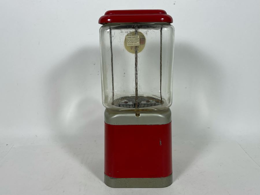Vintage Oak Mfg Co Bubble Gum Nut Coin Operated Machine 6.5W X 16H [Photo 10]