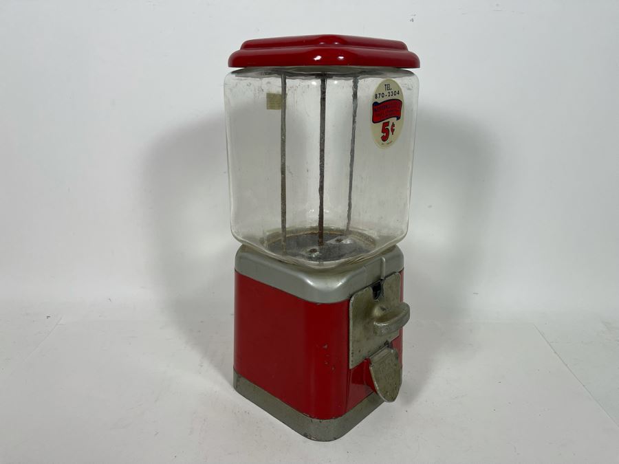 Vintage Oak Mfg Co Bubble Gum Nut Coin Operated Machine 6.5W X 16H [Photo 13]
