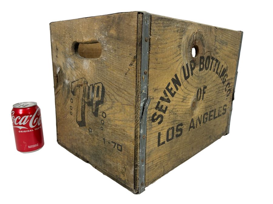 Vintage 7up Wooden Crate Seven Up Bottling Co Of Los Angeles 16W X 12D X 12H [Photo 1]