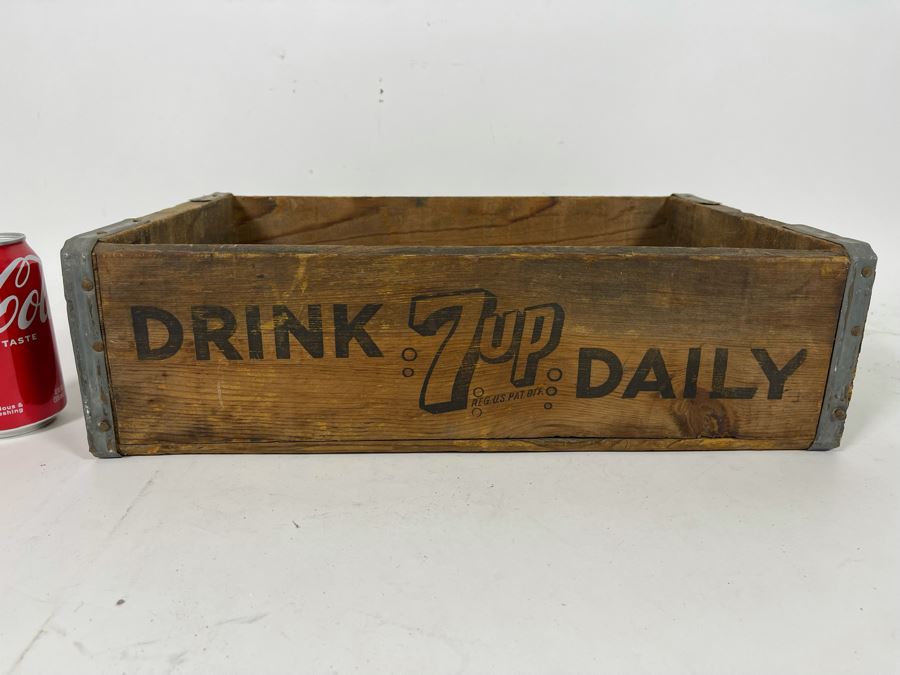 Vintage Drink 7up Daily Wooden Crate San Bernardino 17W X 11D X 5H [Photo 3]