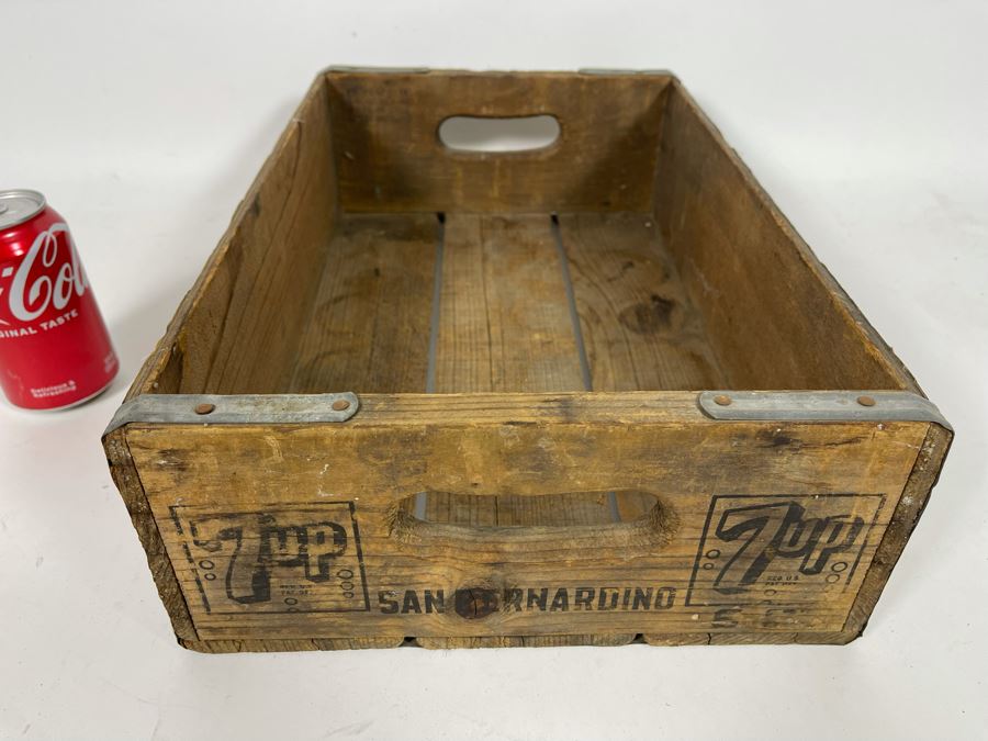 Vintage Drink 7up Daily Wooden Crate San Bernardino 17W X 11D X 5H [Photo 9]
