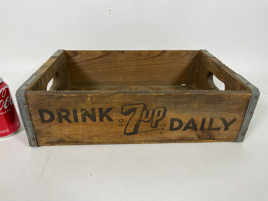Vintage Drink 7up Daily Wooden Crate San Bernardino 17W X 11D X 5H [Photo 4]