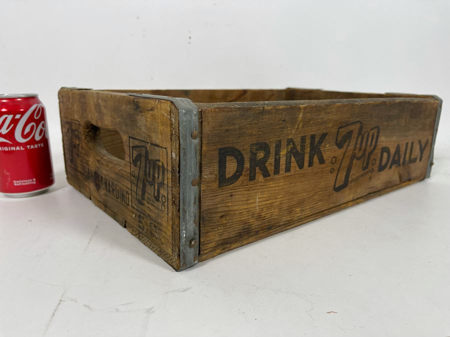 Vintage Drink 7up Daily Wooden Crate San Bernardino 17W X 11D X 5H [Photo 5]