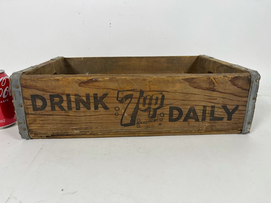 Vintage Drink 7up Daily Wooden Crate San Bernardino 17W X 11D X 5H [Photo 11]